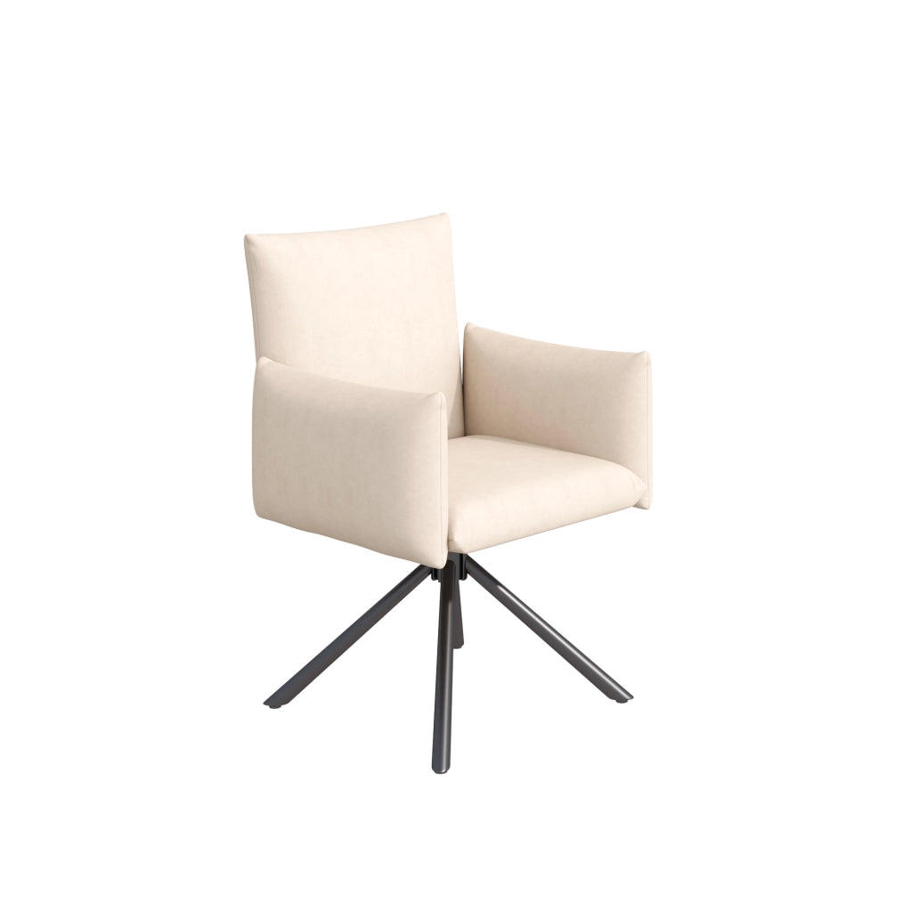 Set di 4 sedie girevoli con schienale ergonomico in velluto beige