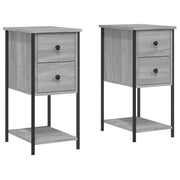 Set di 2 Comodini | Armadio da Notte | Mobiletto da notte Grigio Sonoma 32x42x70 cm in Legno Multistrato