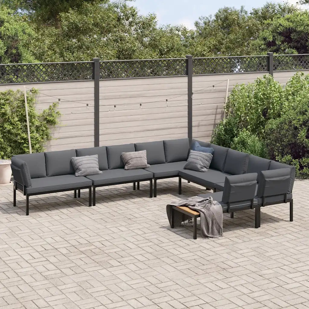 vidaXL Set Divani da Giardino 6 pz con Cuscini Nero in Alluminio
