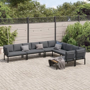 vidaXL Set Divani da Giardino 6 pz con Cuscini Nero in Alluminio