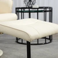 Poltrona massaggiante con poggiapiedi, Sedia ergonomica con 10 punti vibrazione, Ecopelle, 76 x 81 x 105 cm, Bianco crema
