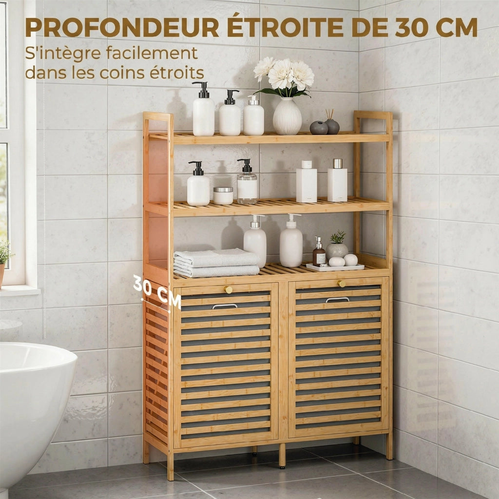 Mobiletto da Bagno con Cestino Bamb¨´ ¨C zephmum ¨C Rovere 60x30x80