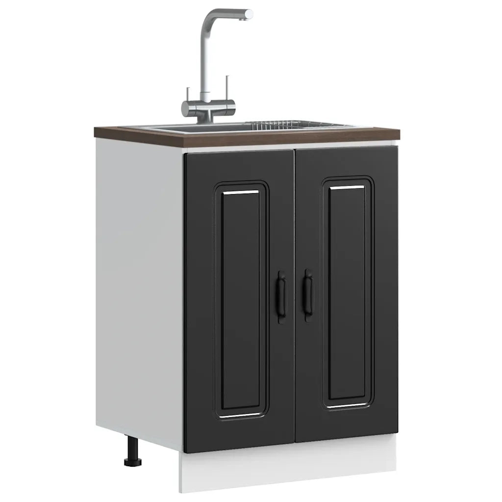 Pensile da cucina | Mobile base lavello Kalmar Nero 60x46x81,5 cm in Truciolato