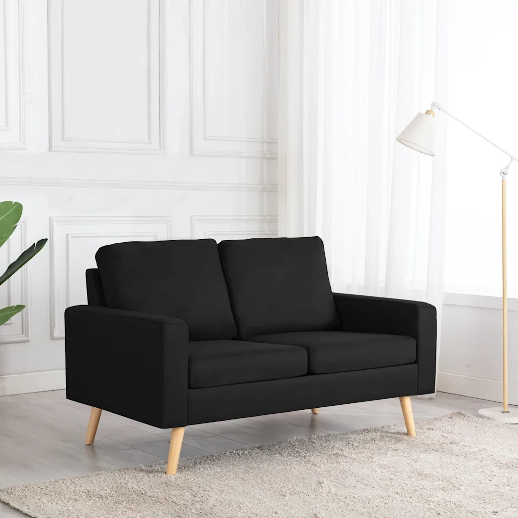 Divano | Divano da soggiorno | Sofa a 2 Posti Nero in Tessuto