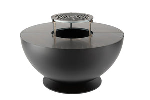 Barbecue a Legna Ø80x42 cm Tulipano in Acciaio Nero Alta Temperatura