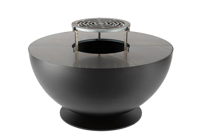 Barbecue a Legna Ø80x42 cm Tulipano in Acciaio Nero Alta Temperatura