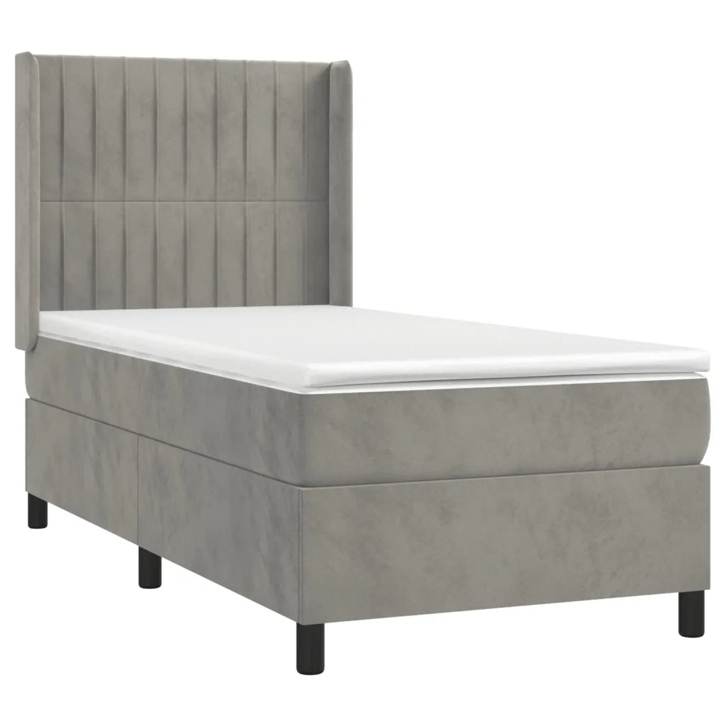 Giroletto a Molle con Materasso Grigio Chiaro 100x200cm Vellutocod mxl 122665