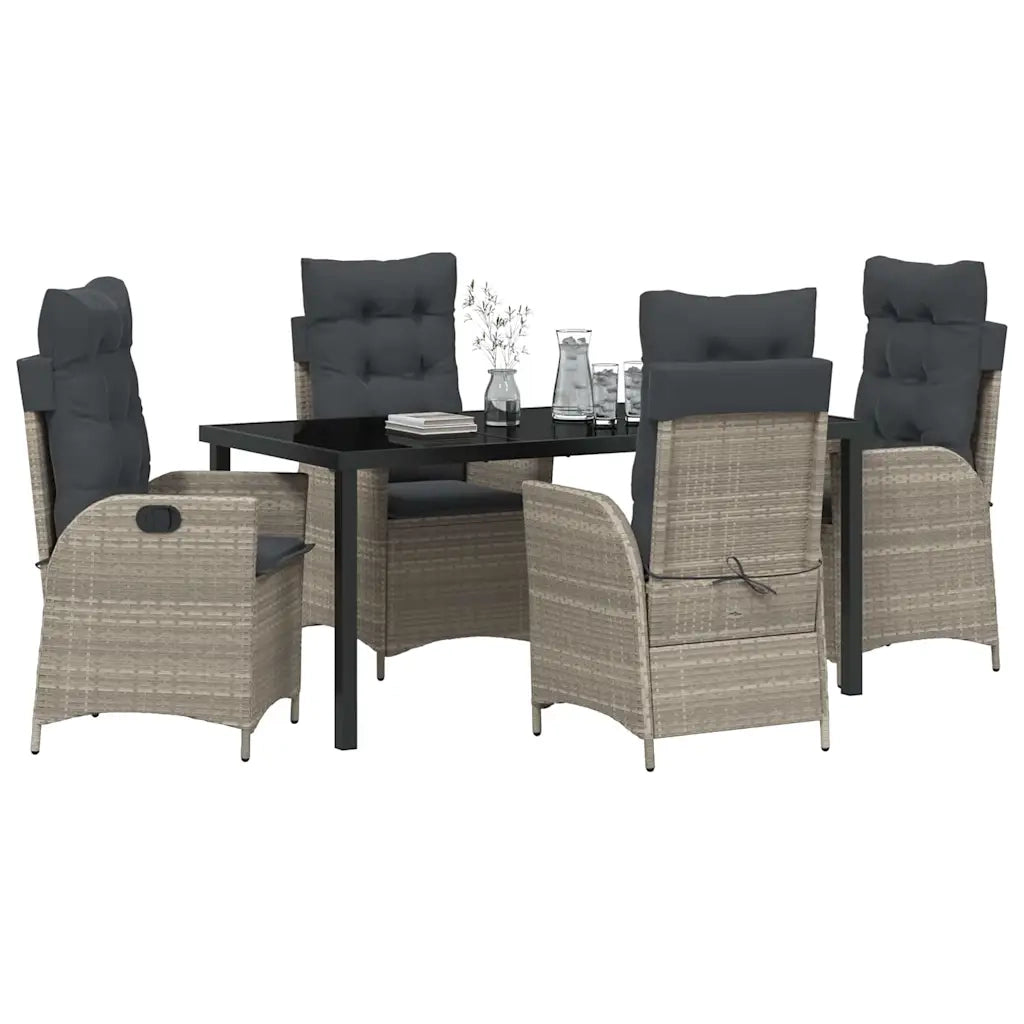 Set da Pranzo per Giardino 5 pcs Grigio chiaro polyrattan 3380522