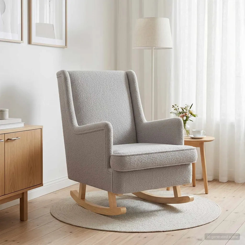 Sedia a dondolo Grigio Chiaro 62 x 80 x 85 cm Bouclé 42029970