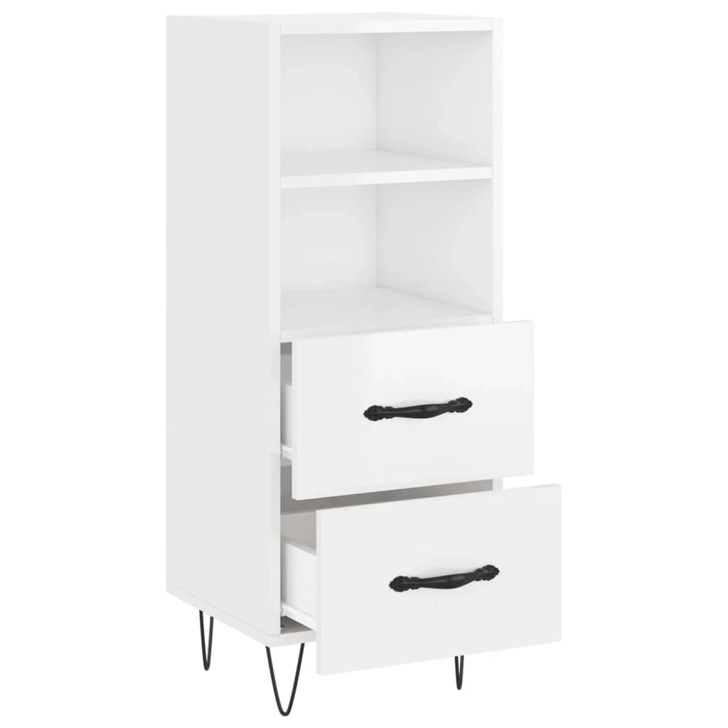 Buffet credenza cassettiera mobiletto mobile contenitore organizer per cucina soggiorno finitura lucida 34,5 x 34 x 90 cm legno ingegnerizzato bianco 02_0030614