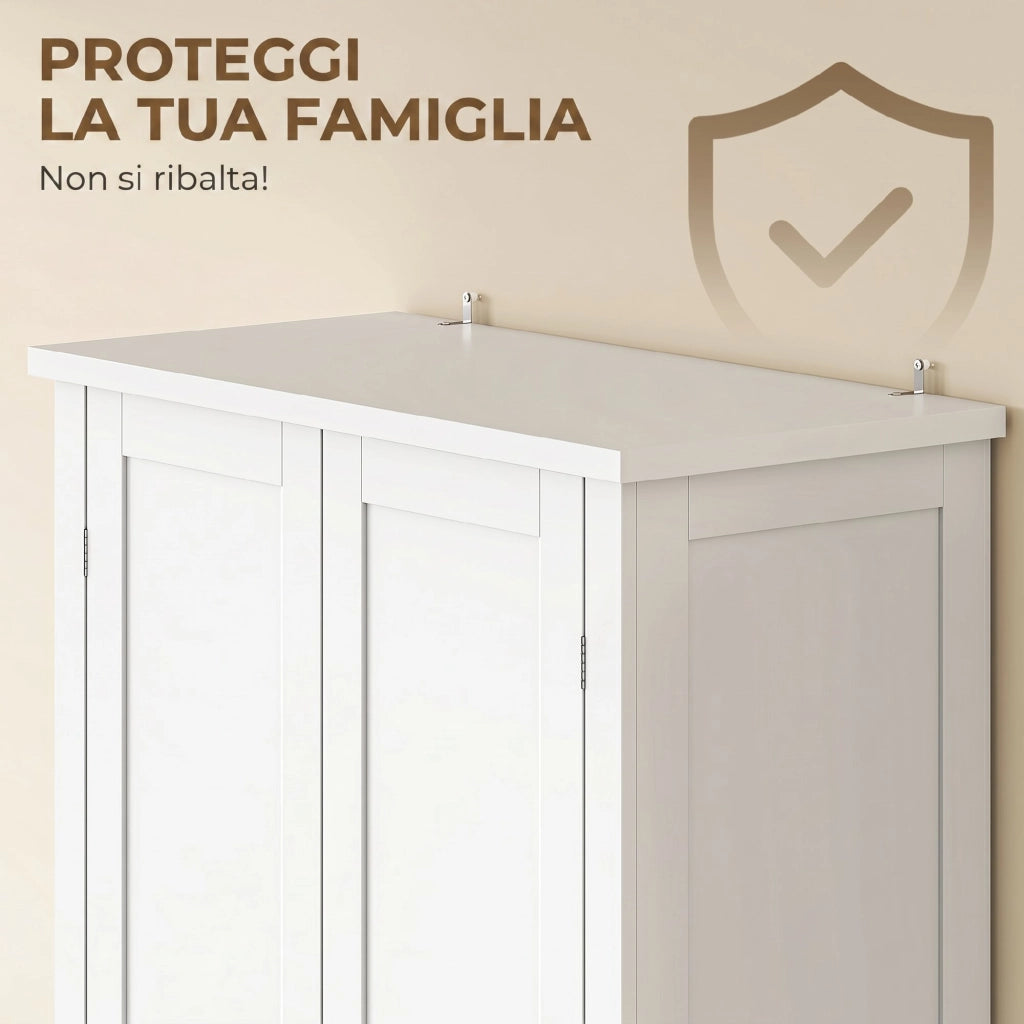 Mobile cucina con ruote ¨C Xylo ¨C 2 ante 14 scomparti bianco