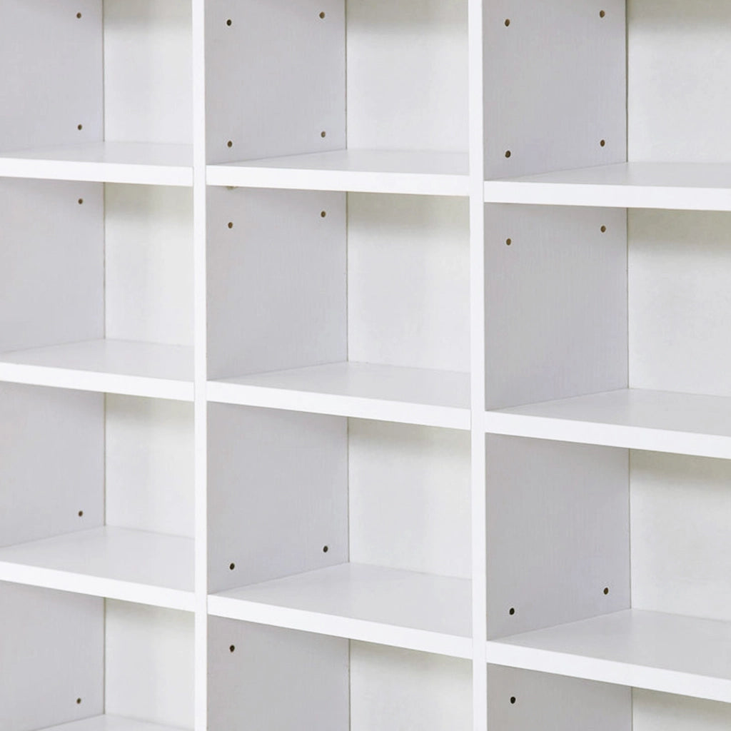 Libreria Porta CD 102x23,5x195 cm con 3 Colonne da 12 Ripiani in MDF Bianco