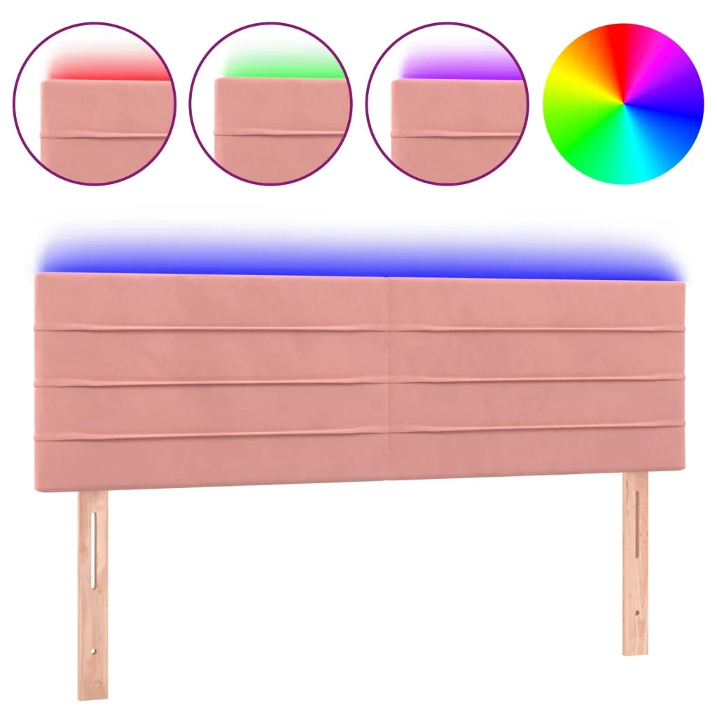 Testiera a LED Rosa 144x5x78/88 cm in Velluto 3121805