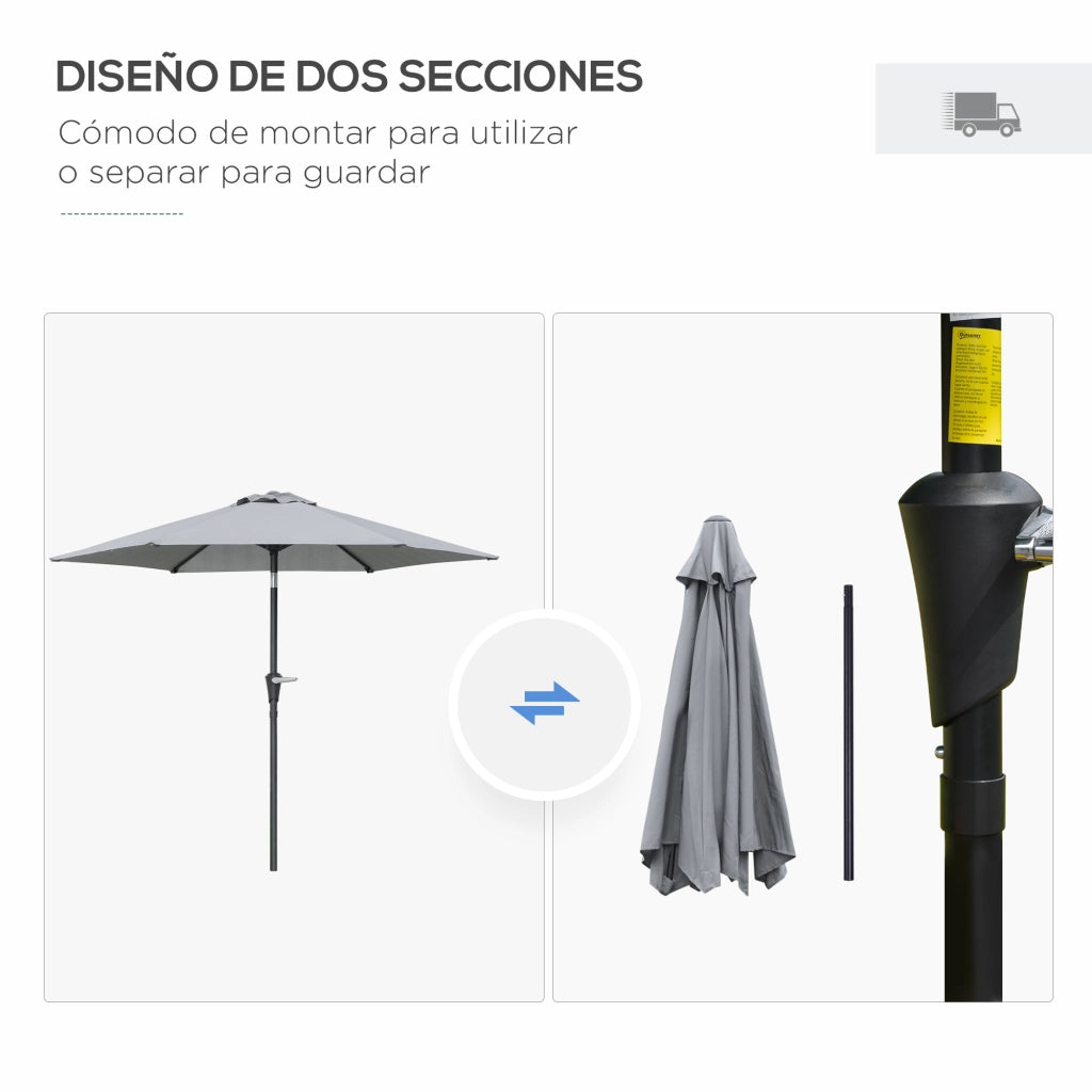 Ombrellone da Giardino ¨C zephmum ¨C Grigio ?230x216 cm
