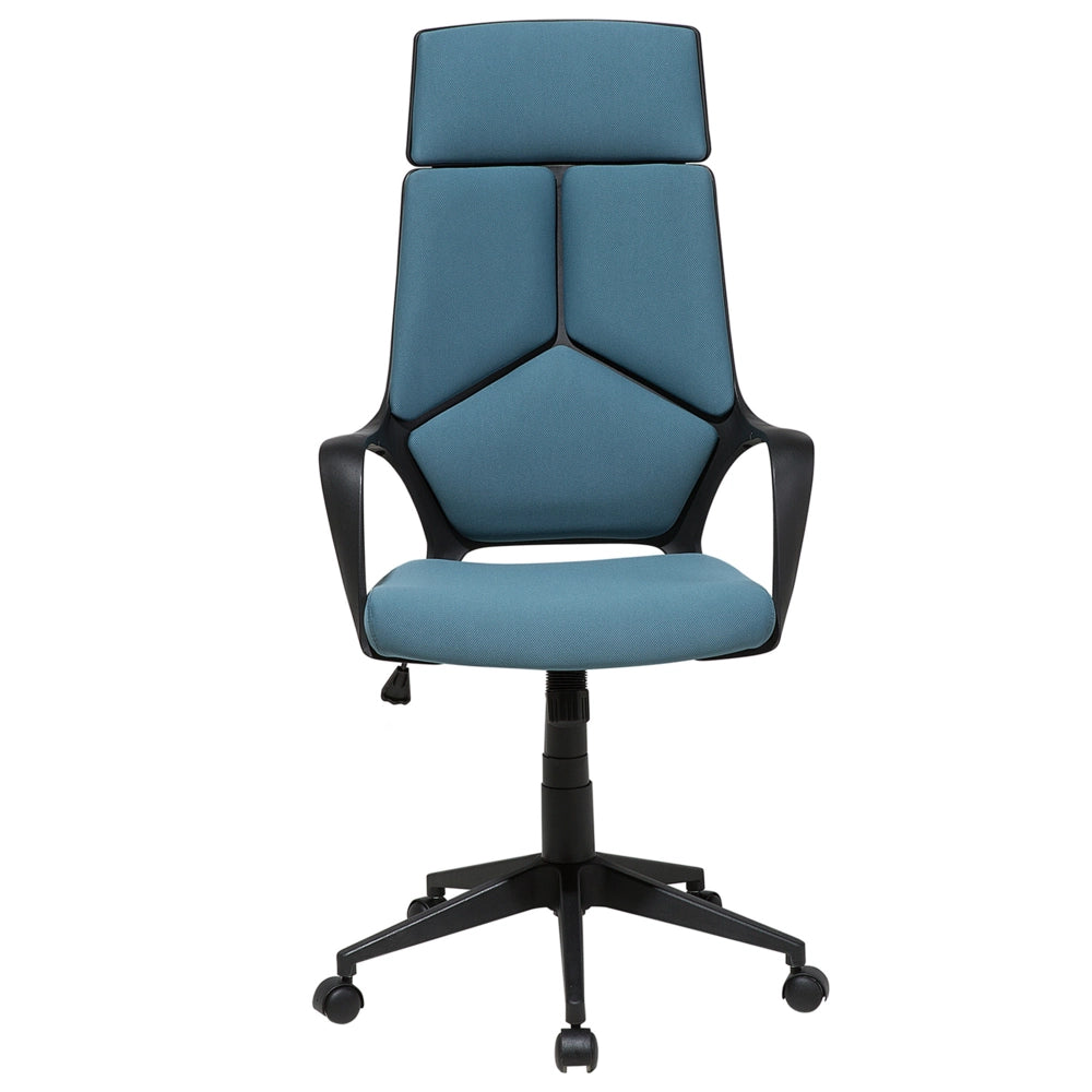 Sedia da Ufficio Scrivania Girevole in Tessuto Blu e Nero Tessuto Computer Regolabile Sedile Schienale Reclinabile