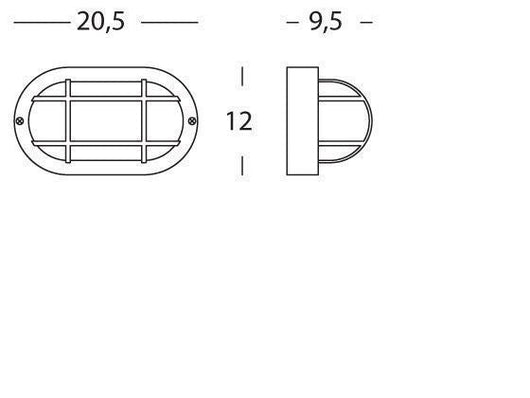 Plafoniera Ovale da Esterno 40W in Resina Sovil Nera