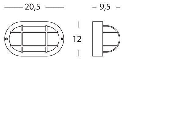 Plafoniera Ovale da Esterno 40W con Gabbia in Resina Sovil Bianca