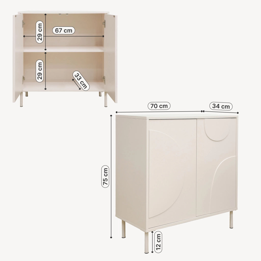 Credenza Holea Comò a 2 Ante 75 x 70 x 34 cm - Beige [en.casa]