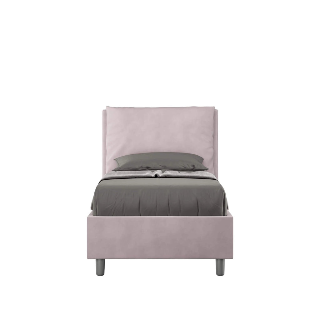 Letto singolo senza rete imbottito 80x190 microfibra glicine Antea