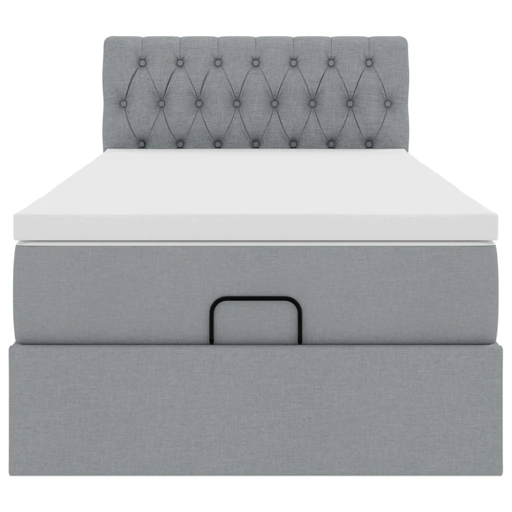 Pouf Letto con Materasso e LED Grigio Chiaro 80x200cm Tessuto 3312346