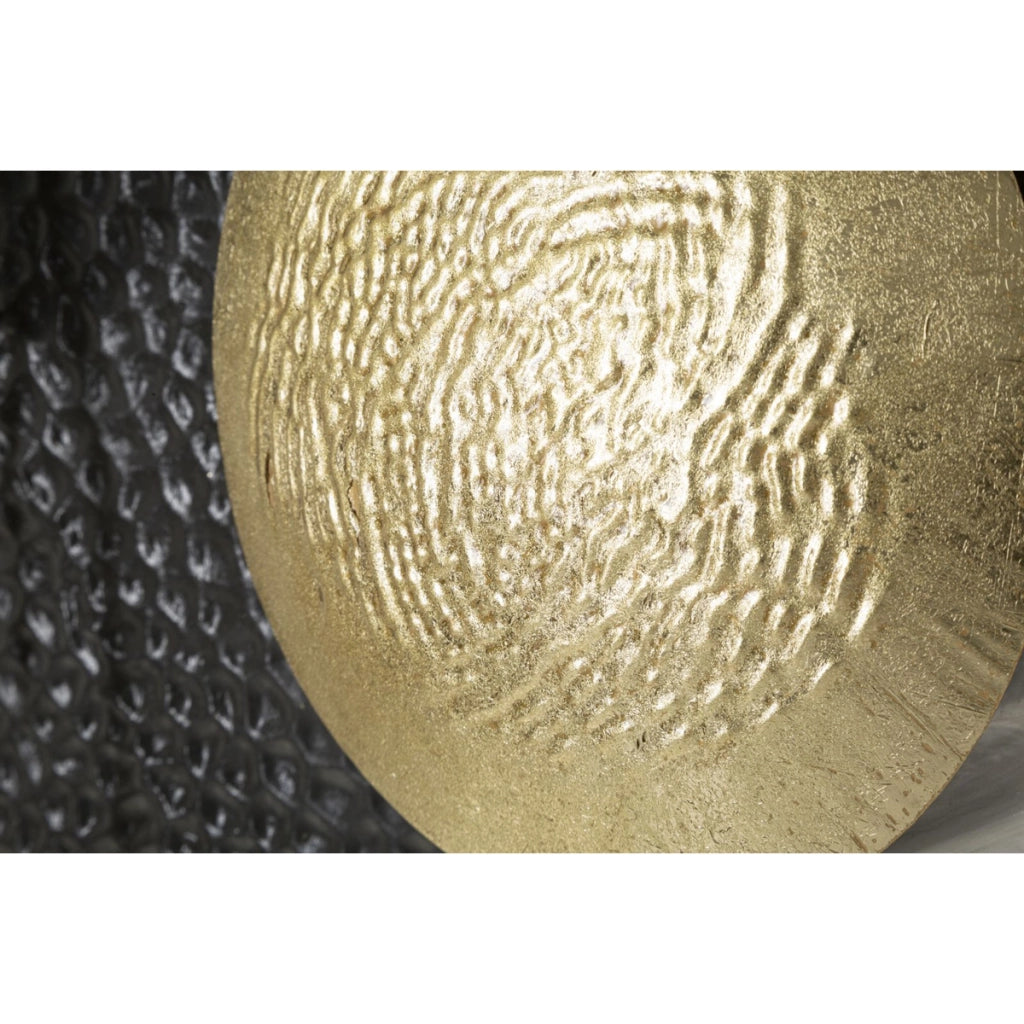 Pannello da parete Boly in ferro con dischi astratti oro, nero e bianco