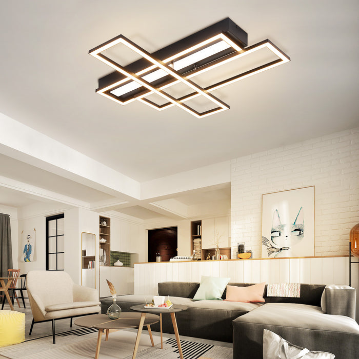 ZMH Lampada da soffitto LED 54W nera dimmerabile con telecomando design per camera letto cucina