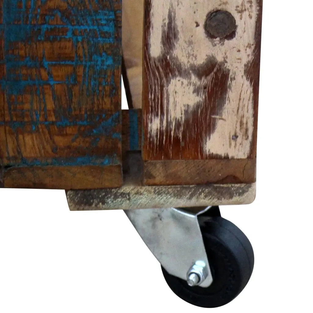 Tavolino da CaffÃ¨ in Legno Massello Anticato 70x70x35 cm