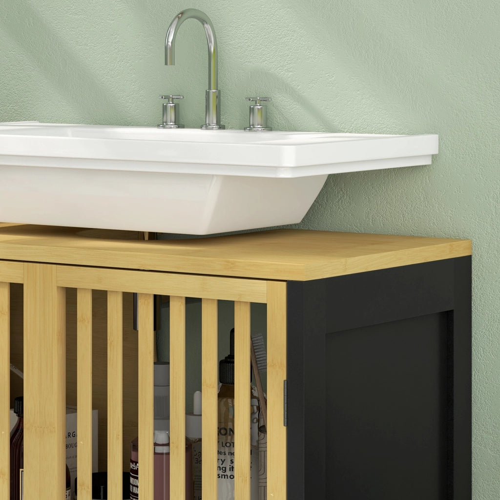 Mobile Sottolavabo Bagno con 2 Ante ¨C Zephmum ¨C Legno di Bamb¨´ e MDF, 60x30x70cm