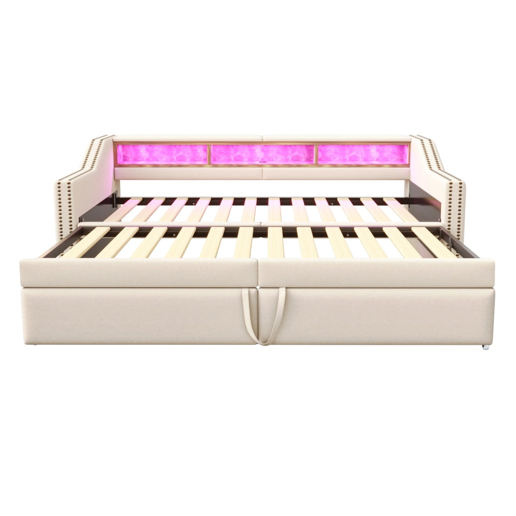 Letto divano estraibile in juta 90/180x200 cm