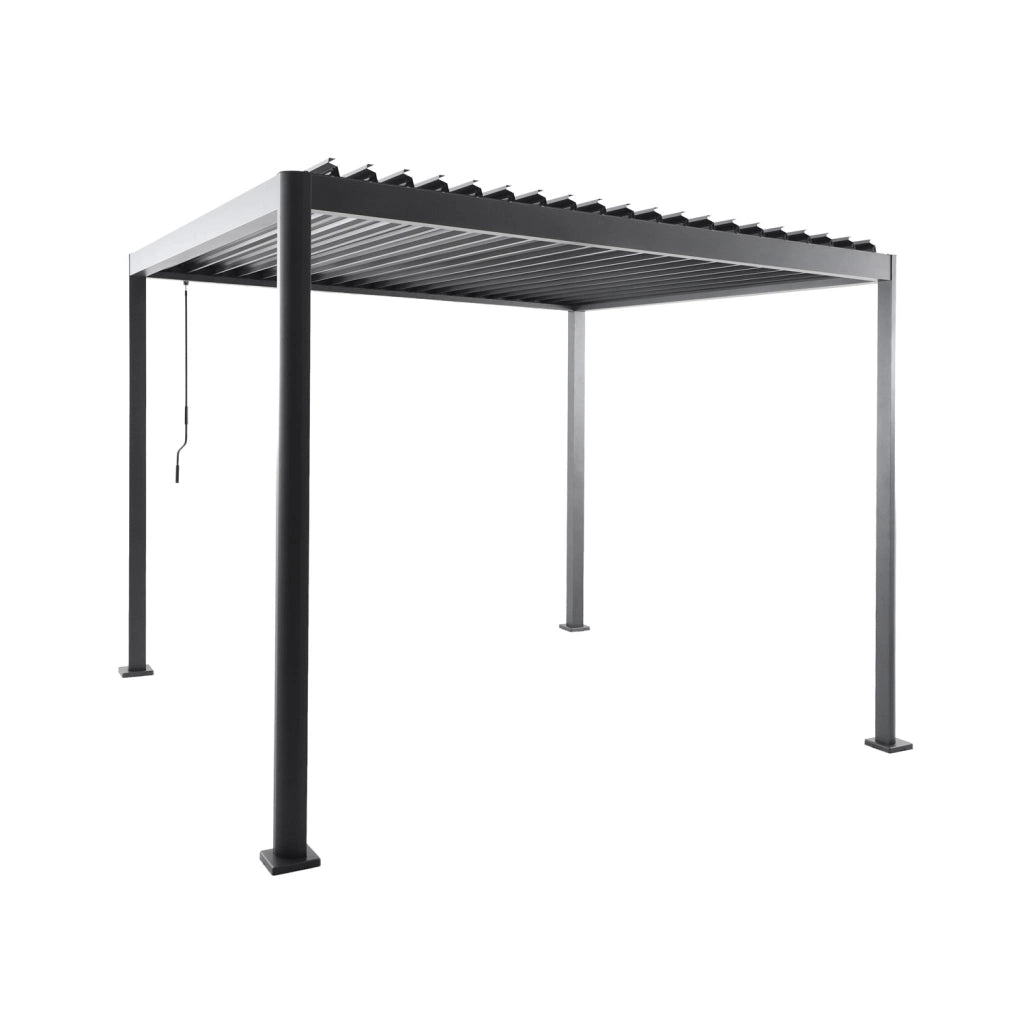 Pergola bioclimatica 3x3 con piedini arrotondati in alluminio e