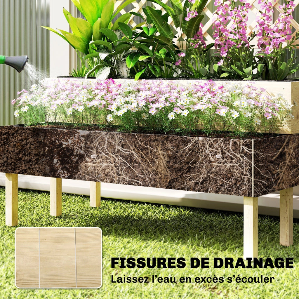 Fioriera a 2 Livelli con Griglia ¨C Xylo ¨C Legno Naturale 108x62x120cm