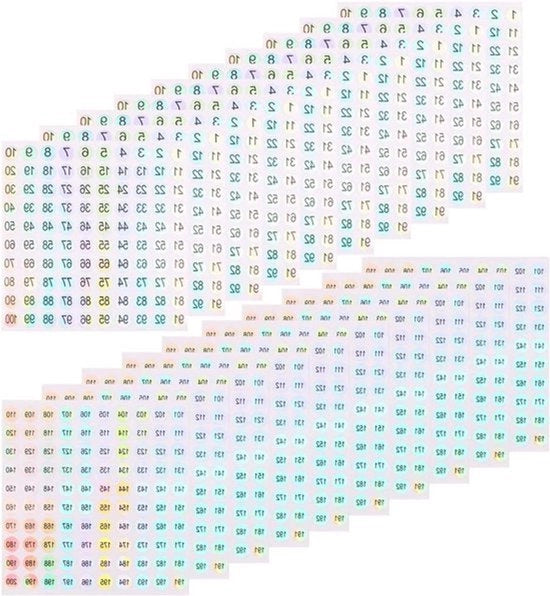 Etichette per targa - Stampa laser - Adesivi autoadesivi - Piccolo formato - Etichette numerate - Adatti per uso domestico e ufficio - Bianco - Set di 20 etichette