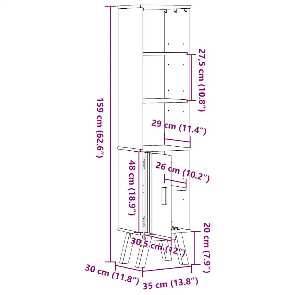 Mobile da Bagno | Armadio da bagno con lo scaffale Olden Marrone 35 x 30 x 159 cm