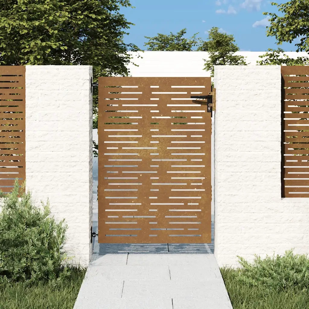 Cancello da giardino 85x150 cm in acciaio Corten design quadrato 153247