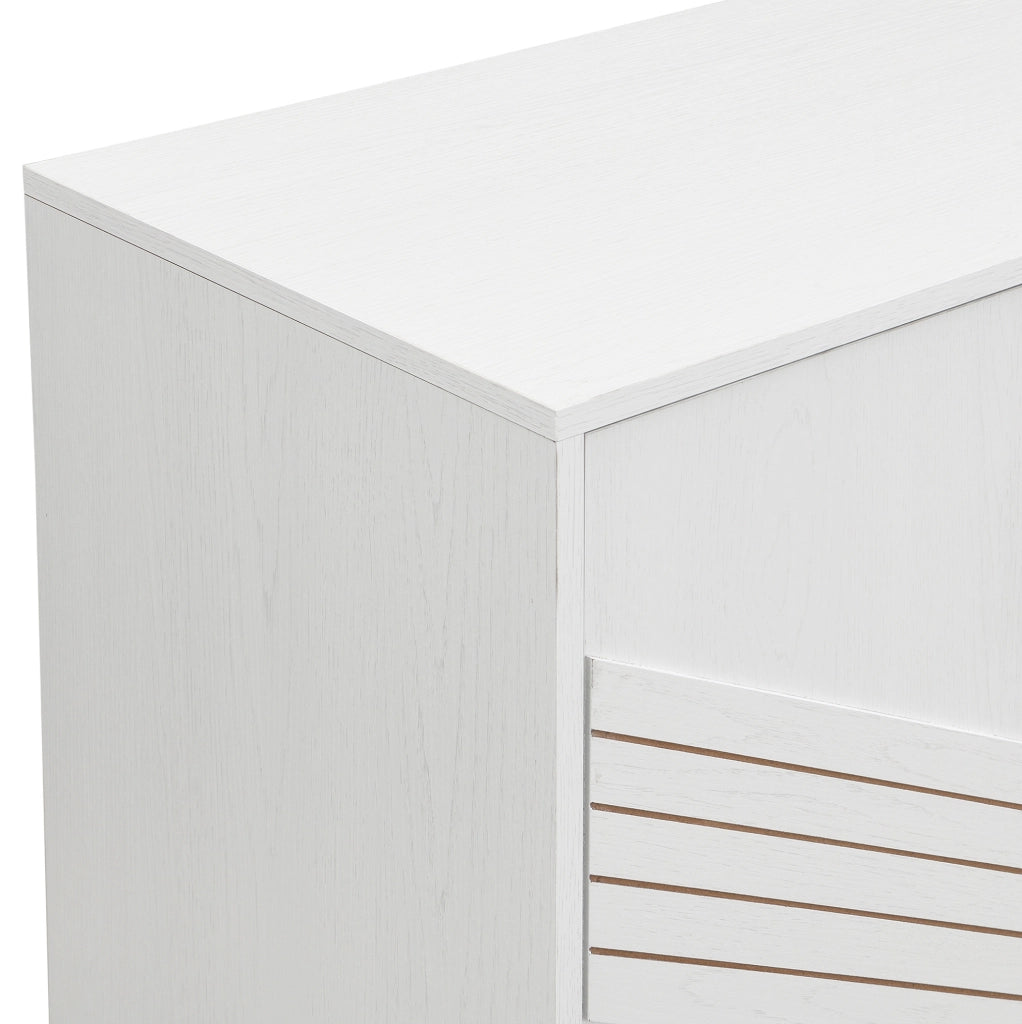 Credenza 160x40x80,5 cm bianca in MDF, 4 ante e ripiani regolabili