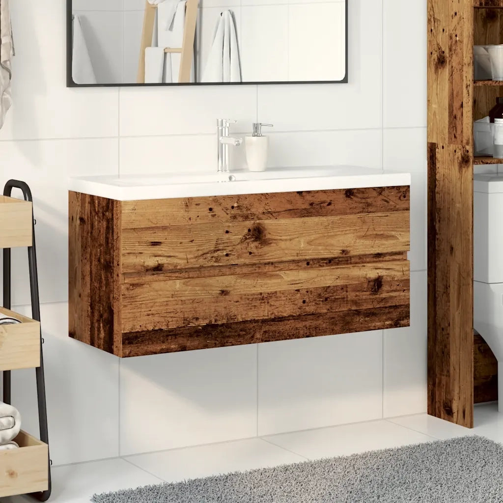Mobile con Lavabo Integrat-Armadietto da Cucina-Lavandinoo Legno Antico 179006