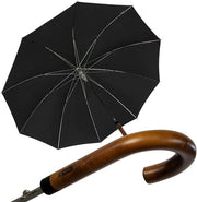 Ombrello automatico per uomo con manico a forma di anello in legno naturale, Nero, Ombrello XXL automatico
