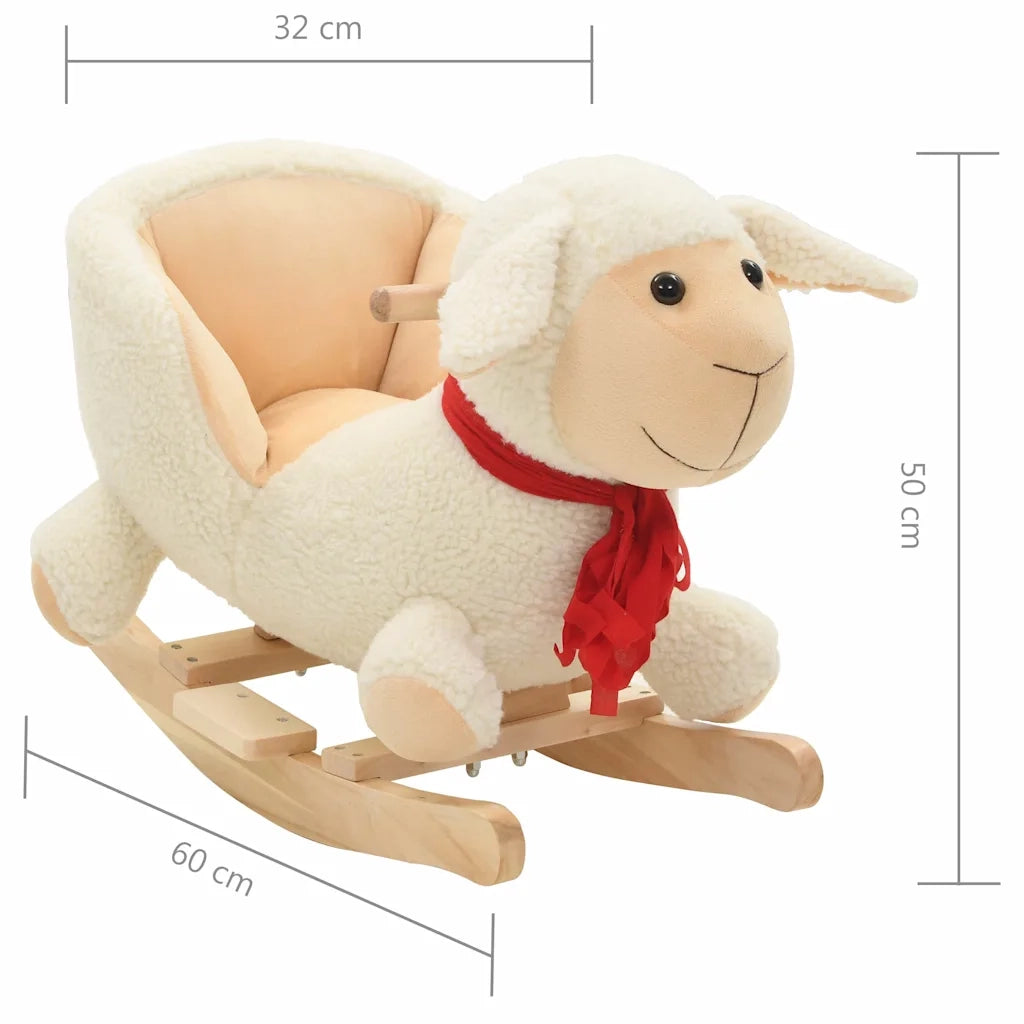 Pecora a Dondolo con Schienale in Peluche 60x32x50cm Bianco CFW6281009