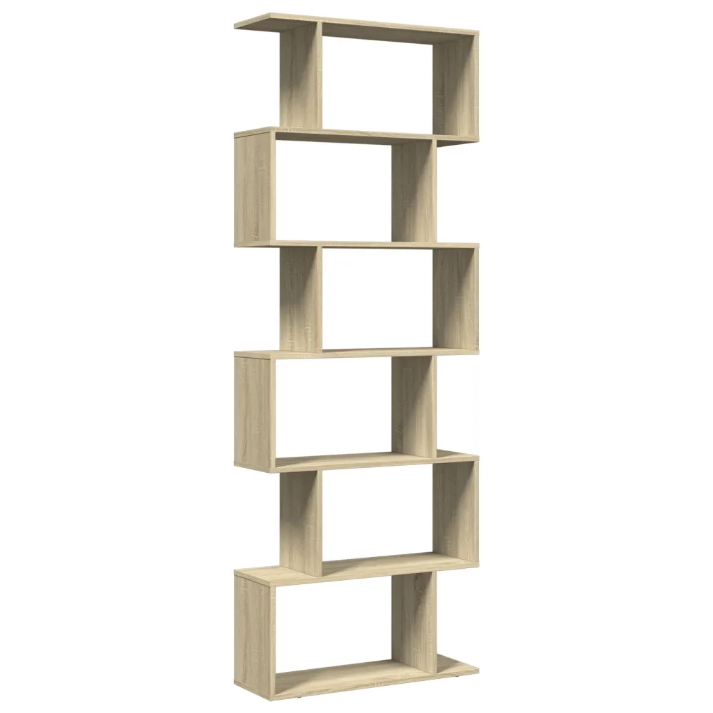 Libreria Divisorio 6 Ripiani Sonoma 70x24x193 cm in Truciolato 858086