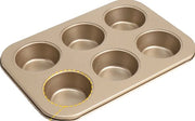Forma per muffin con trattamento antiscivolo, adatta per cupcakes, brownies, budini e altri prodotti da forno, Oro, 26,5*18,8cm