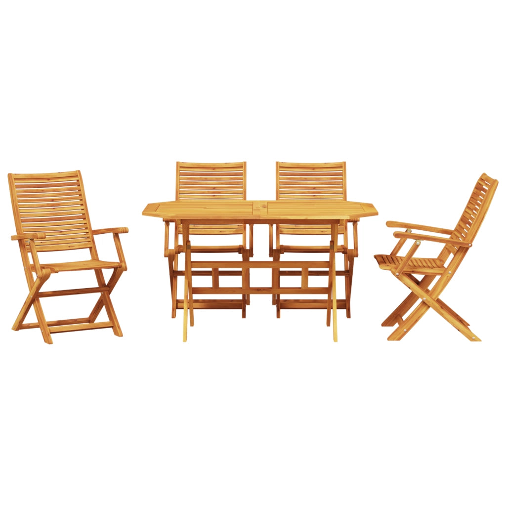 Set da pranzo da giardino 5 pezzi in legno massello di acacia