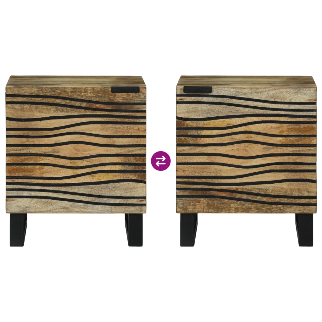 Comodini 2 pz 40x33.5x46 cm in legno massello di mango