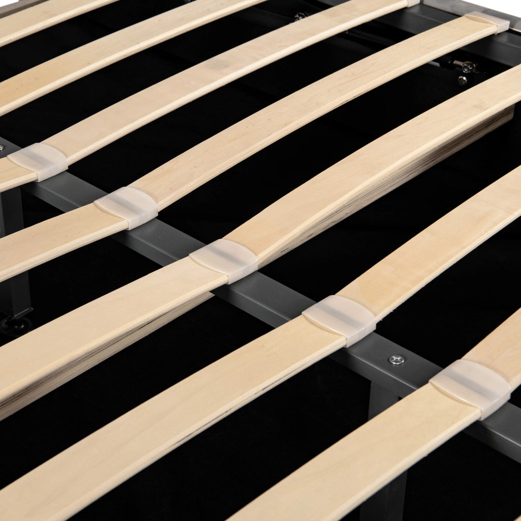 Letti contenitori 140x190 cm; testiera regolabile con contenitore; velluto grigio (Senza materasso)