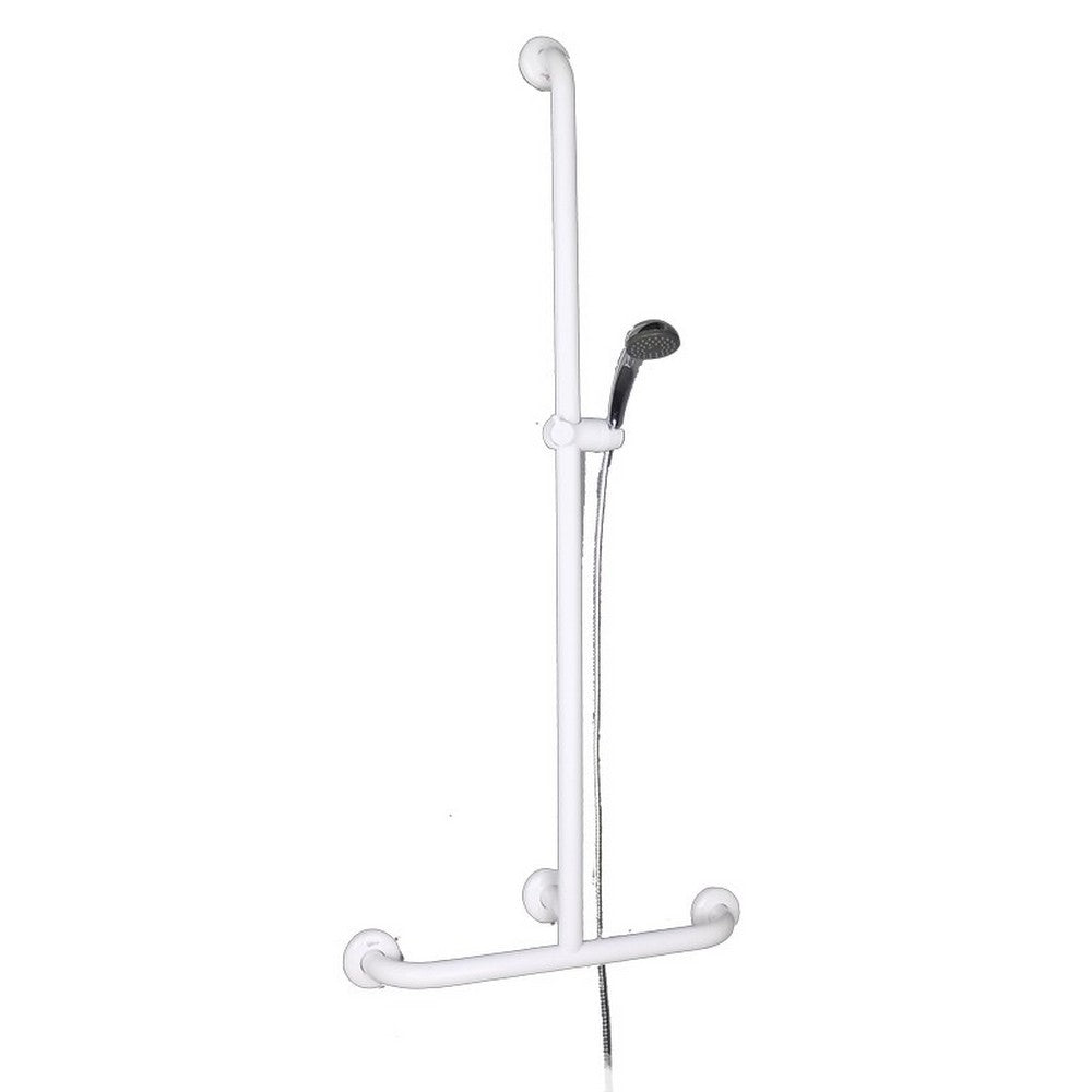 Goman maniglia inox con saliscendi doccia bianco