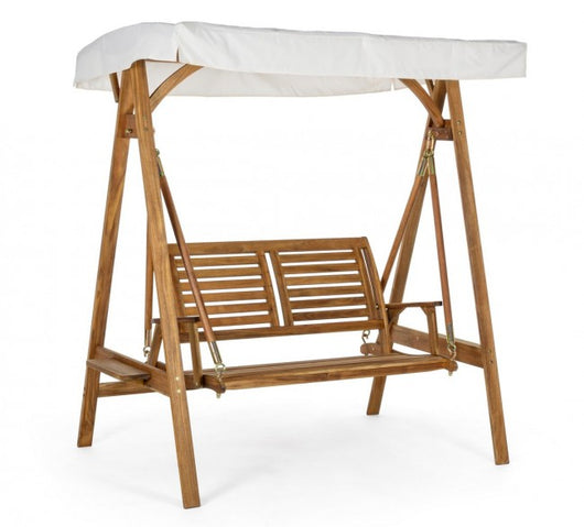 Dondolo 2 Posti Legno Marrone Rustico da Giardino - SERENITY