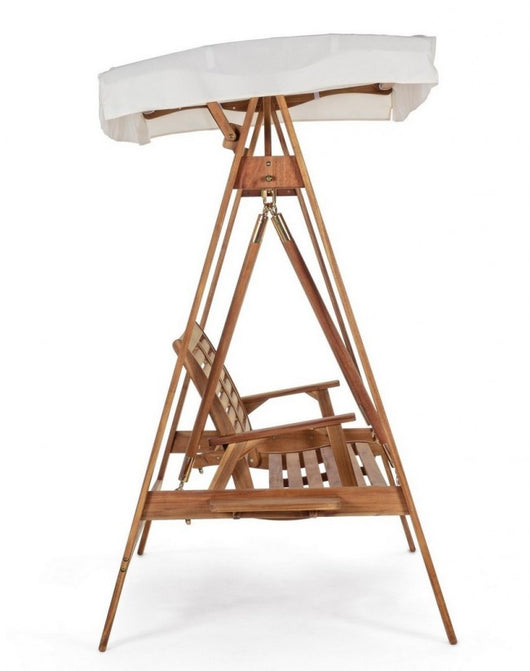 Dondolo 2 Posti Legno Marrone Rustico da Giardino - SERENITY