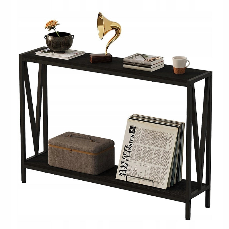 Consolle marrone scuro, tavolino da ingresso con ripiano, spaziosa, alta, 76 cm