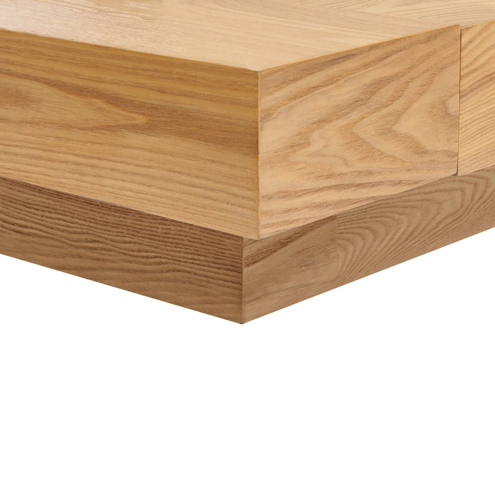Letto in stile giapponese in frassino naturale 180 x 200 cm testata in legno impiallacciato MDF testata in pelliccia sintetica camera da letto a basso profilo