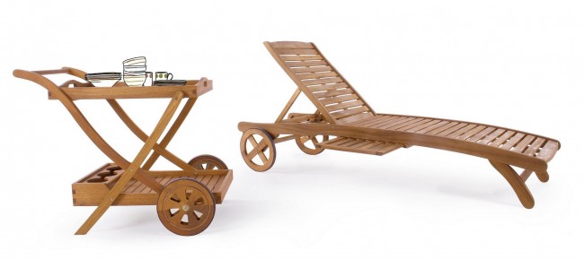 Carrello Portavivande Legno Marrone Rustico da Esterno - SERENITY