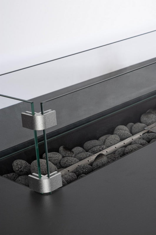 Camino a Gas Acciaio Grigio Moderno da Esterno 109x59 - NUVOLA